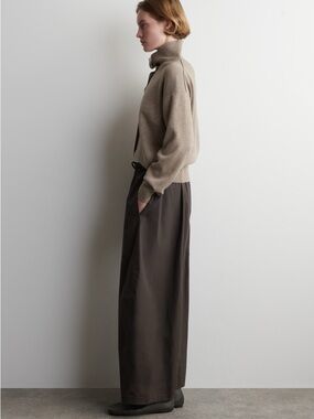 Dark Brown COS ELASTICATED BARREL-LEG PANTS XS